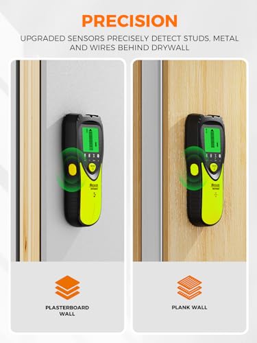 Mecurate 5-in-1 Stud Finder Wall Scanner for Studs, Metal & Live AC Wires - color: Green