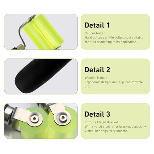 2 PCS Car Sound Deadening Roller, Large 1.97" & Small 1.18" Rubber Noise Insulation Mat Roller, Auto Seam Roller DIY Installation Tool for Heat Insulation Mat Wallpaper (Black)