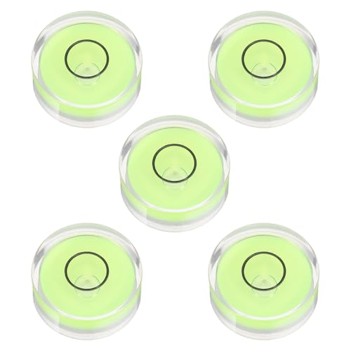 PATIKIL 5pcs Round Bubble Level 25x10mm Mini Circular Bullseye Spirit Levels Measuring Layout Tools for Leveling Camera Tripod Telescope Workshop Turntable Pictures Frame, Green