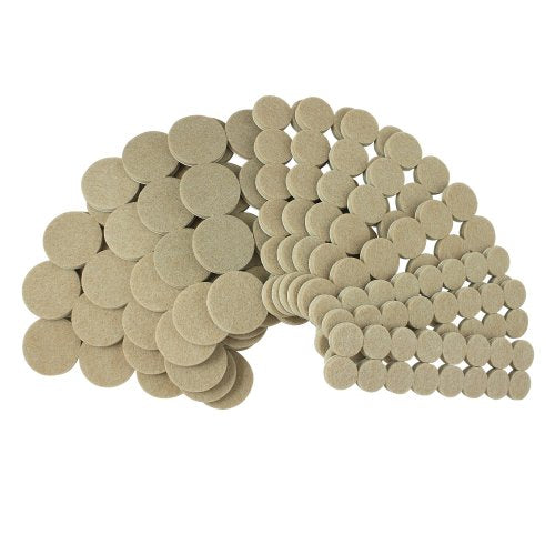 Smart Surface 8850 Heavy Duty Self Adhesive Furniture Felt Pads 3/4-Inch, 1-Inch & 1-1/2-Inch Round Oatmeal 144-Piece Value Variety Pack in Resealable Bag