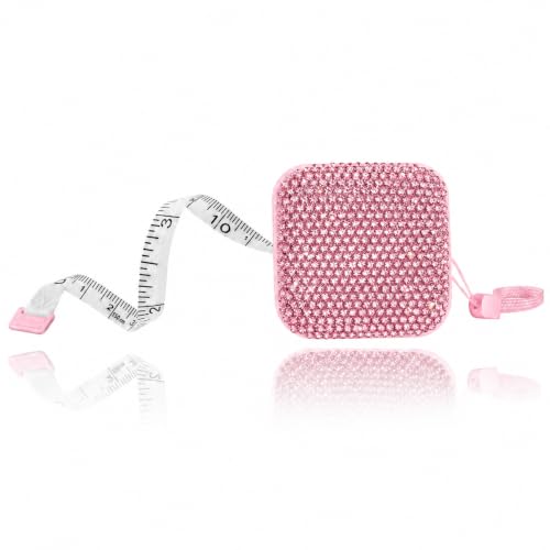 SlowVibes Bling Pink Diamond Retractable Body Measuring Tape, 60 Inch - color: Pink