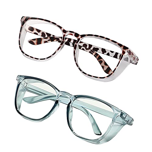 Safety Glasses Goggles for Women Girls Anti Fog Protective Eyewear Glasses - color: 2 Pack: Blue +Tortoise
