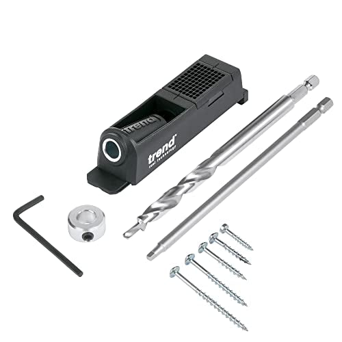 Trend Single Pocket Hole Jig with HSS Drill Bit & Depth Setting Collar, Square Drive Bit & Pocket Hole Screws Selection, PH/JIG/BS - style: Single