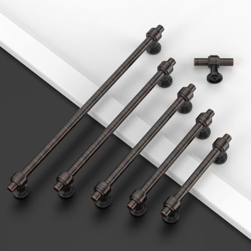 Amerdeco 10 Pack Oil Rubbed Bronze Cabinet Knobs 1.46 Inch(37mm) Single Hole Cabinet Handles Rectangle Drawer Knobs and Pulls for Bathroom Cabinets ZH0069 - color: Oil Rubbed Bronze, size: 1.46" Single Hole
