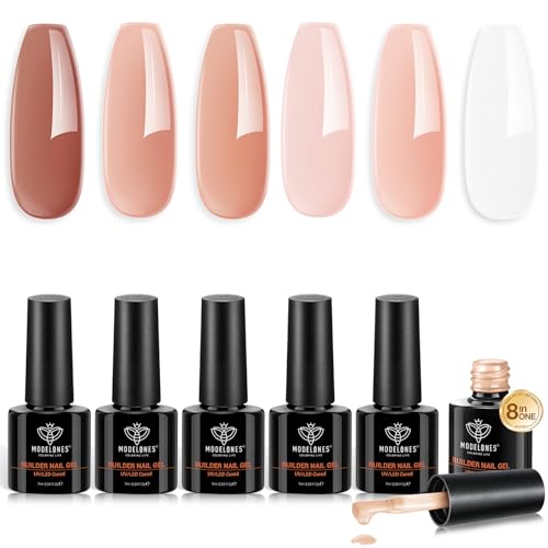 modelones Gel Polish Builder Nail Set, Base Colors 8-in-One Jelly Caramel - color: B3-Warm Sheer