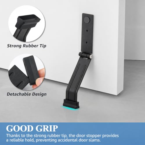 2 Pcs Metal Kickdown Door Stopper for Bottom of Door - style: 2 Pack