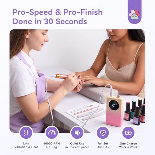 SAVILAND 2026 Electric Nail Drill Kit 30S Quick Removal Nail File 40000RPM - color: Yellow-orange
