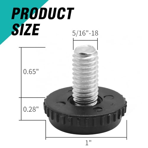 24 Pack 5/16-18 Adjustable Stainless Steel Feet Levelers Furniture Levelers with Threaded Inserts for Chairs Tables Cabinet Patio Furniture