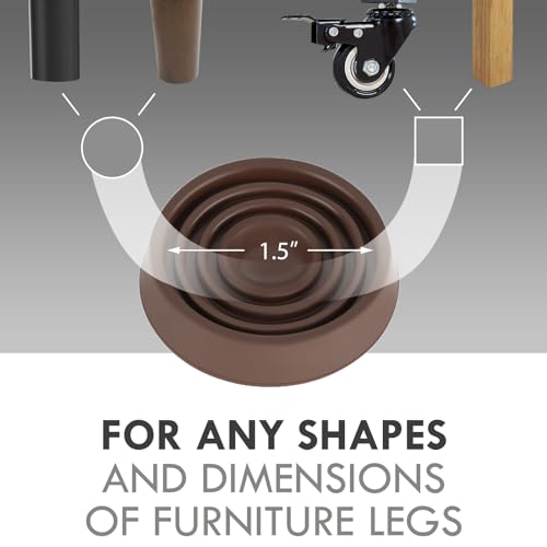 Furniture Coasters, 1.5X1.5 Rubber Caster Cups Non Slip Furniture Pads - color: Brown, size: 1.5” 4pcs - new