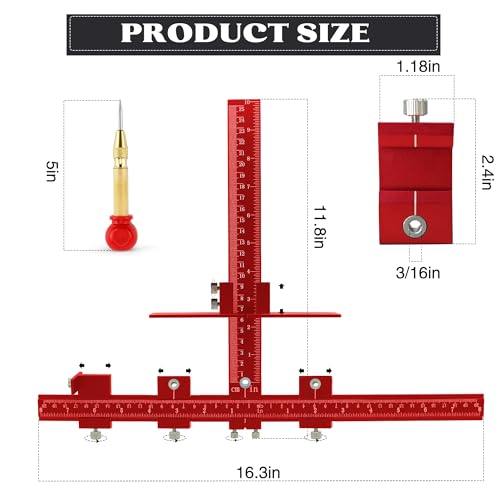 Cabinet Hardware Jig,Aluminum Alloy Cabinet Handle Template Tool-Cabinet Jig for Fast and Accurate Installation of Handles and Pulls (Red) - color: Red