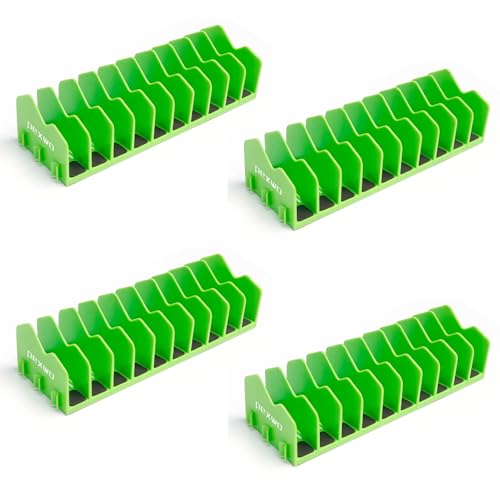 Plier Organizer & Rack (4-Pack, High-Vis Green) – 40-Slot Tool Storage for Toolbox Drawers – Non-Slip Rubber Base, Interlocking Modular Holders for Pliers, Cutters & Snips - size: 4 PC-Green