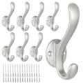 8 Pack Coat Hooks Wall Mount Heavy Duty Utility Retro Double Hooks for Hanging Coats,Hat, Towel, Key, Robe, Scarf, Bag, Cap (Silver) - color: 8 Pack-Silver