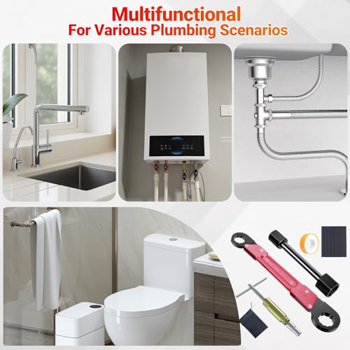 Preciva 9PCS Angle Stop Wrench Kit,2-in-1 Faucet Wrench with 5 Sandpapers &1 Storage Bag Plumbing Tool Set for Removing and Installing Angle Valves DIY & Experts
