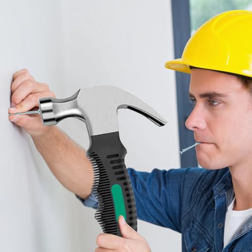 8 Pack 12 oz Small Hammer Set,Mini Claw Hammer Stubby Hammer Small Craft Hammers Camping Hammer with Soft Rubber for Picture Hanging Crafts Tent Household Projects