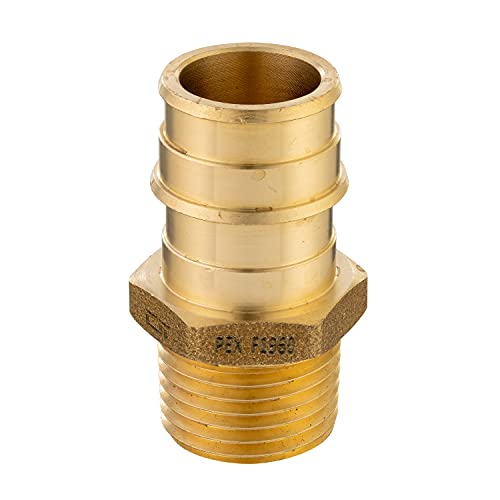 5 piece EFIELD Brass Expansion Pex A 3/4"x 1/2" Male NPT Adapter Fitting - size: 3/4" x 1/2" (Brass, Pack of 5)