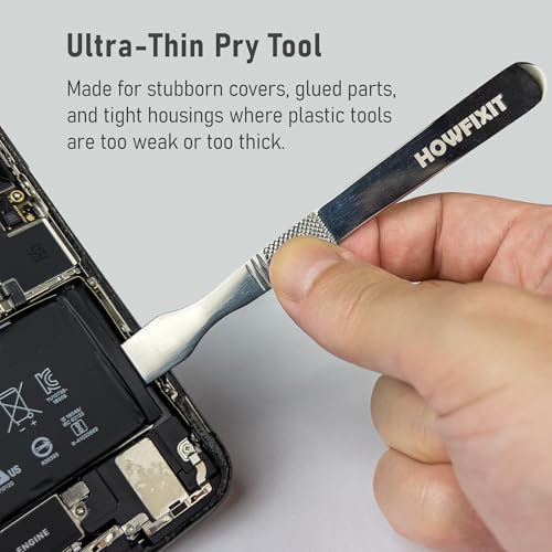 HowFixit 4-in-1 Heavy-Duty Metal Spudger Set, Electronics Opening Kit with Anti-Static ESD Metal Spudger, Ultra-Thin Pry Tool & Dual-Sided Spatula for Laptop, Tablet, Phone, Game Console, iMac Repair - color: 4-in-1