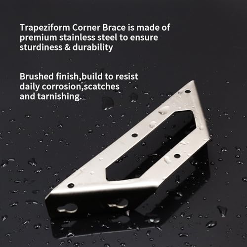 Trapeziform Angle Brackets Stainless Steel 5.7" x 1.81" Corner Braces-4pcs - size: Large 4pcs