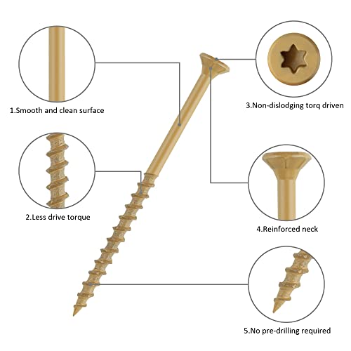 WELLOCKS #8 x 2 in Tan Deck Screws, 1.2 lbs with T25 Bit - size: #8×2", style: 1.2LBS Tan
