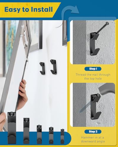 Uniclife 188 Pcs Picture Hanging Kit, 10 lb, 20 lb, 30 lb, 50 lb, 100 lb Heavy Duty Picture Hangers for Drywall & Wood, Picture Hanging Hooks, Frame Hooks for Hanging Photos Mirrors Paintings, Black - size: 188 Pcs, style: Black