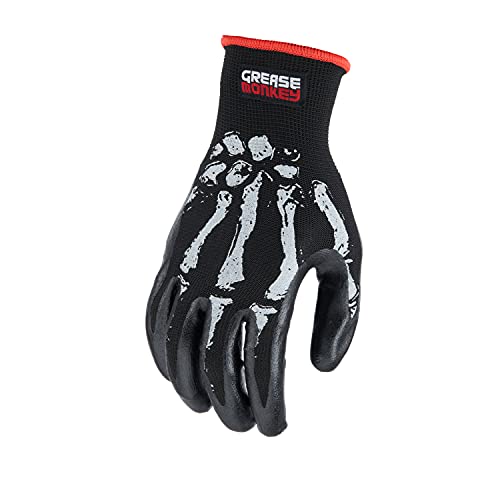 Grease Monkey Bone Series Foam Nitrile Mechanic Gloves with Grip