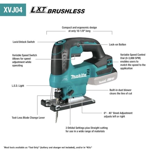Makita XVJ04Z-R 18V LXT Brushless Lithium-Ion Cordless Jig Saw (Tool Only) (Renewed)