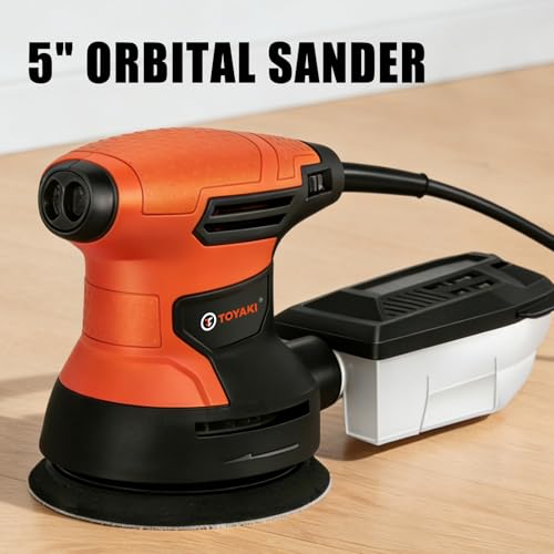 5-inch Orbital Sander, Random Orbit Sander With 6 Variable Speeds, 12pcs Sandpapers, Dust Collection For Woodworking And Sanding