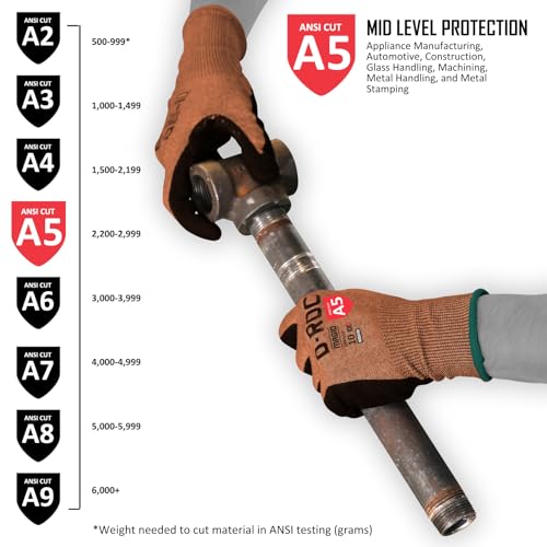 MAGID D-ROC ANSI A5 DX+ Technology VersaTek Grip Work Gloves, 1 Pair, Size 10/XL, DXPG53 - size: 10/XL, style: 1 Pair