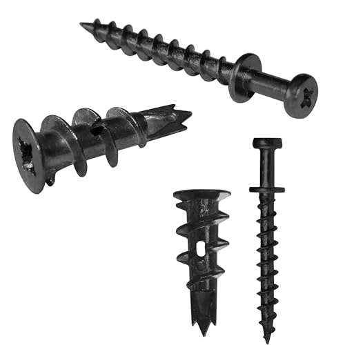 Double-Headed Bear Claw Screw & Anchor, Zinc Drywall Screws Picture Hangers - style: Black Zinc+Long