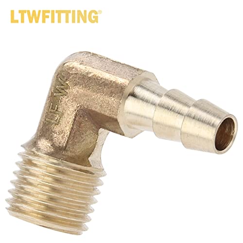 LTWFITTING Assortment Kit Hose ID (1/4-Inch to 1/2-Inch) x (1/8-Inch to 3/8-Inch) NPT Male Brass Hose Barb Elbow Set for Water(Pack of 25)