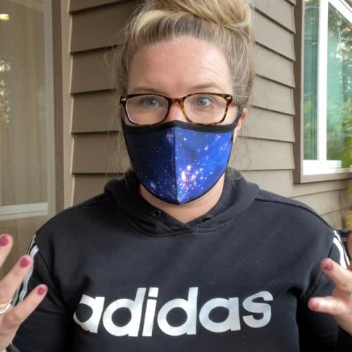 Cloth Face Mask for Women, Men - Reusable Fabric Masks with Nose Wire - color: 3 Pack Blue Galaxy