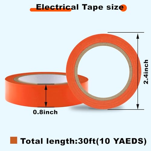 Romeda 9 Pack Electrical Tapes, Electrical Tape Water, Sun, and Oil Resistant, Electrical Tape is Suitable for Most Domestic, Commercial, and Industrial environments - Orange - color: Orange