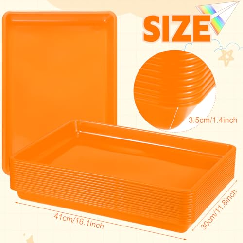 Maitys 15 Pack Plastic Art Trays 12 x 16 Inch Sensory Trays, Orange - color: Orange