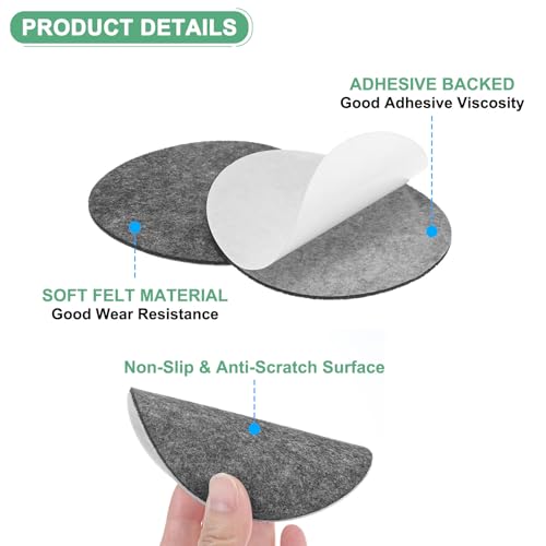 M METERXITY 30-Pack Lamp Base Felt, 4 Inch Dia. 2mm Thick Self Adhesive Round Fabric Felt Pads for Lamp/Furniture/DIY, Non-Slip Fiber Backed Patch Circles with Adhesive Backing [Grey] - color: Grey, size: 4" Dia