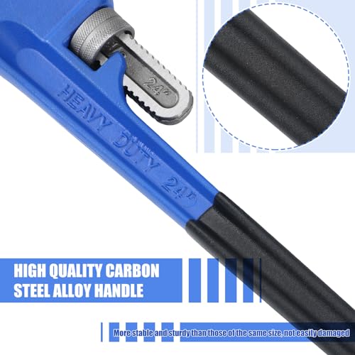 Gisafai 8" 10" 12" 14" 18" 24" Straight Heavy Duty Pipe Wrench Set Plumber Adjustable Water Alloy Steel Grip Plumber's Wrench Plumbing Tools, Blue - size: 8" 10" 12" 14" 18" 24"