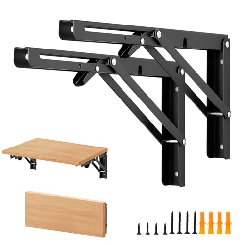 Matte Black Folding Shelf Brackets, 12 Inch, 4 Pack - size: 12 Inch