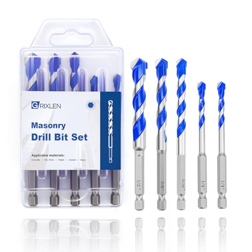 5 Pack 1/4", 1/4", 5/16", 3/8", 1/2" Masonry Drill Bit Set,Hex Shank - size: 1/4 to 1/2 inch（ 5 Pack ）, style: Hex Shank