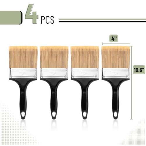 Bates- Paint Brushes, 4-Inch, 4 Pack, Flat Paint Brushes