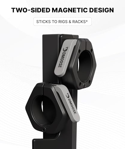 DMoose Fitness Barbell Clips 2 Inch (Pair) - Quick Release Olympic Barbell Clamps & Collars with Anti Slip TPR Grip for Secure Weightlifting and Powerlifting - Weight Clips for Bars at Home or Gym - color: Black, style: Magnetic