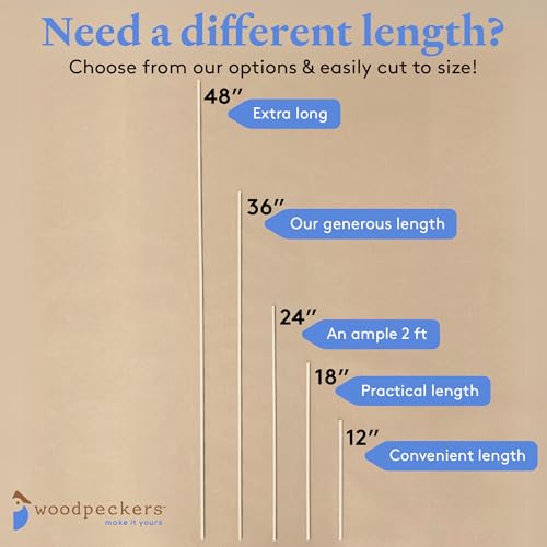 DIY Wooden Square Dowel Rod 1/4-inch x 12 Pack of 100 Hobby Wood Sticks for Crafts, Wood Trim & Architecture Model Making, by Woodpeckers - color: Pack of 100, size: 12 inch, 1/4 inch thick