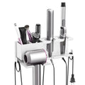 YSD Hair Dryer Holder Wall Mounted Metal 4 in 1 Hair Tools Organizer - color: White, size: Standard