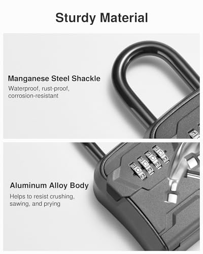 Puroma Key Lock Box for House Keys Combination Lockbox with Code, 1 Black - color: Pure Black