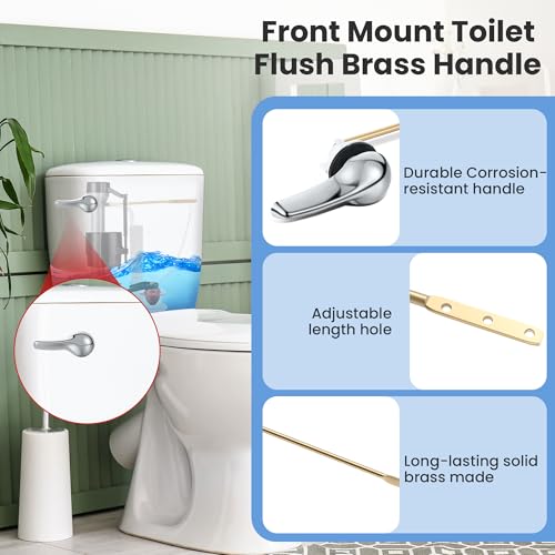 Saillong 3 Set Universal Toilet Tank Replacement Kit, Include Fill Valve, 2 Inch Low Flow Rubber Flapper, Front Mount Toilet Flush Brass Handle, Adjustable, Quiet, Easy Install Repair Kit