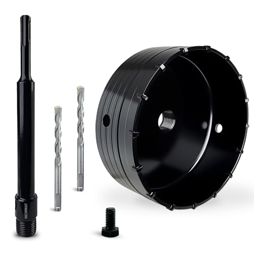 DECKRKAT 6" Concrete Hole Saw Kit,Electroplated Black Quenching Tech,Heavy-Duty Thickened Alloy Teeth,SDS Plus Shank & 2 Center Bits for Concrete,Brick,Stone. - size: (152mm)6"