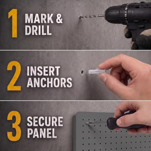 Pegboard Organizer Kit, 4 Pack 12 x 16 in Metal Panels with 6 Bins, Black - color: Black, size: 16"x12"- 4 Pcs