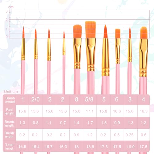 ESRICH 20PCS Pink Paint Brushes, Paint Brush for Acrylic Painting - color: Pink, size: 20