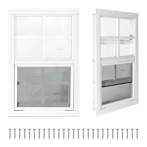 2 Pack Shed Windows, Chicken Coop Windows, 16" x 16" White - color: White, size: 16" x 16"