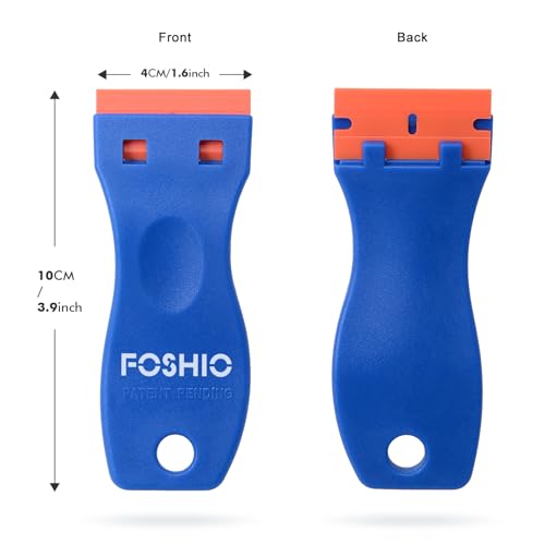 FOSHIO 20PCS Blue Plastic Razor Blade Scraper Tool for Gasket Remover, Sticker Remover, Labels Decal and Adhesive Remover for Windows and Glass - color: With Blue Scraper (20 Pack)