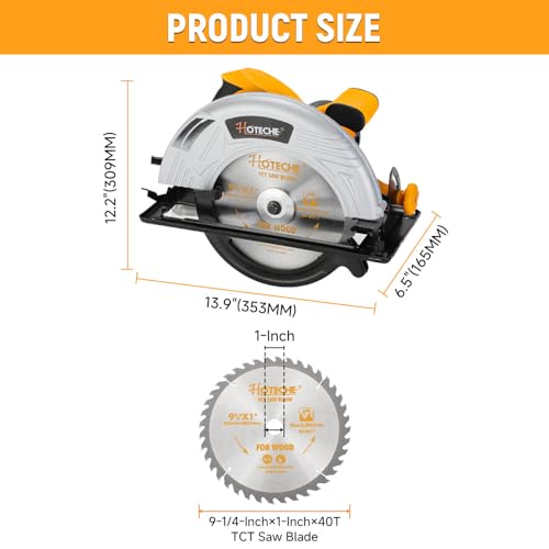 Hoteche 9-Inch Circular Saw 3-HP Heavy Duty Portable Table Saw with Saw Blade for Desktop Use - size: 9-1/4-Inch