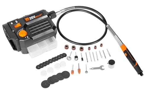 WEN 20V Max Cordless Variable Speed Rotary Tool Station with Flex Shaft and 40 Accessories (Tool Only – Battery Not Included) (20923BT) - style: Cordless (Tool-Only)