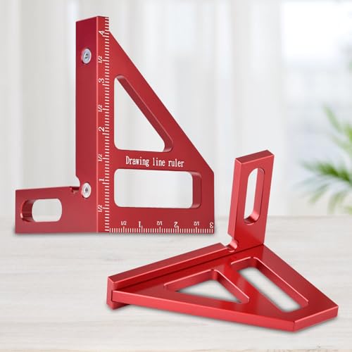 Aleric Imperial 3D Multi Angle Measuring Ruler, High Precision 45/90 Degree Woodworking Tools Aluminum Alloy Miter Triangle Ruler Measuring Tools for Engineer Carpenters